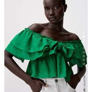 Brand new with tags. Zara RUFFLED LINEN TOP.